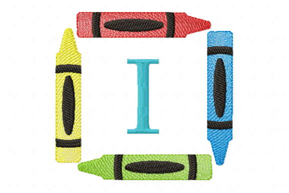 Crayons Frame Monogram Letter I