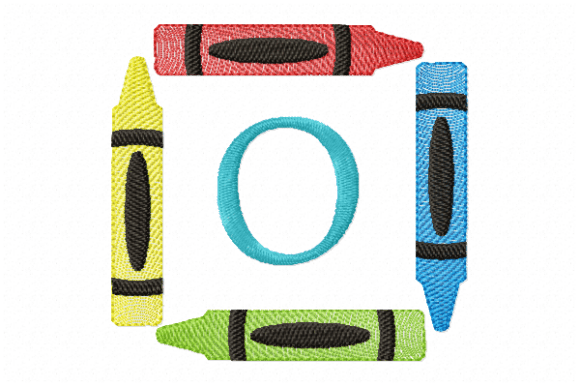 Crayons Frame Monogram Letter O
