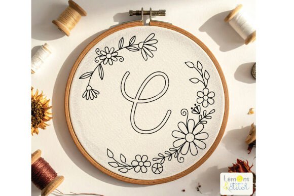 Letter A to Z Flower Wreath Monogram