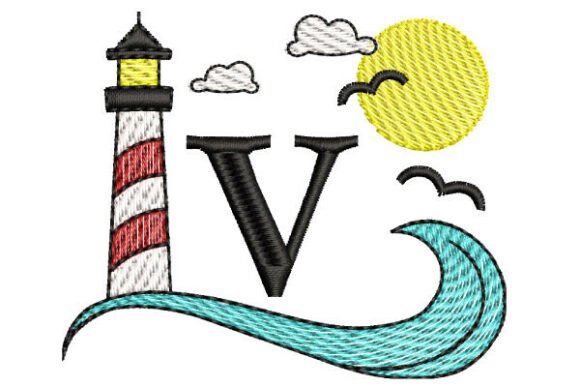 Maritime Monogram V – Curved Fills