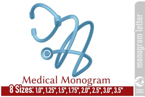Medical Embroidery Monogram Letter - A