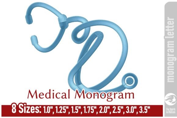 Medical Embroidery Monogram Letter - D