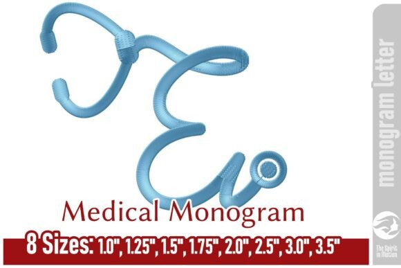 Medical Embroidery Monogram Letter - E