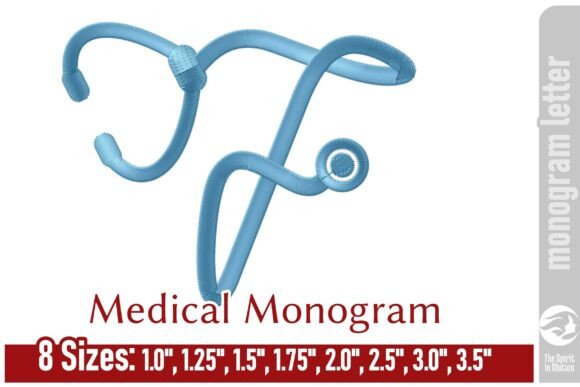 Medical Embroidery Monogram Letter - F