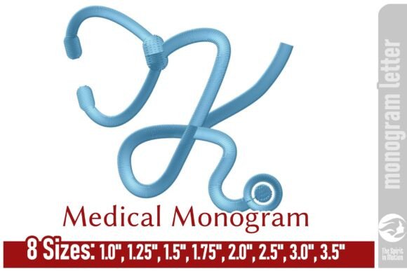 Medical Embroidery Monogram Letter - K