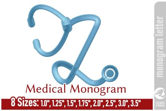 Medical Embroidery Monogram Letter - L