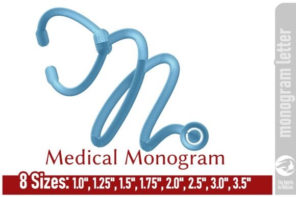 Medical Embroidery Monogram Letter - N