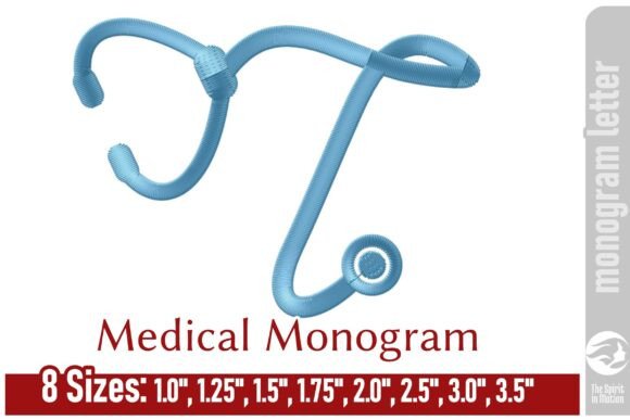 Medical Embroidery Monogram Letter - T