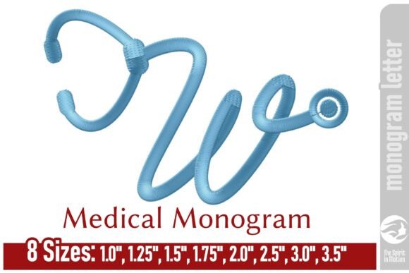 Medical Embroidery Monogram Letter - W