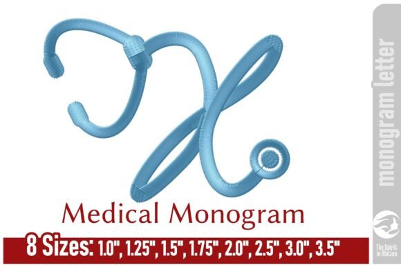 Medical Embroidery Monogram Letter - X