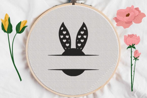 Split Bunny Ears Monogram Text Frame